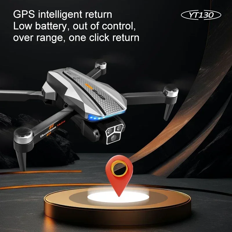 YT130 RC Drone 4K Three cameras Professional 5G WIFI FPV GPS Return Brushless Motor Obstacle Avoidance Mini Quadcopter Toys