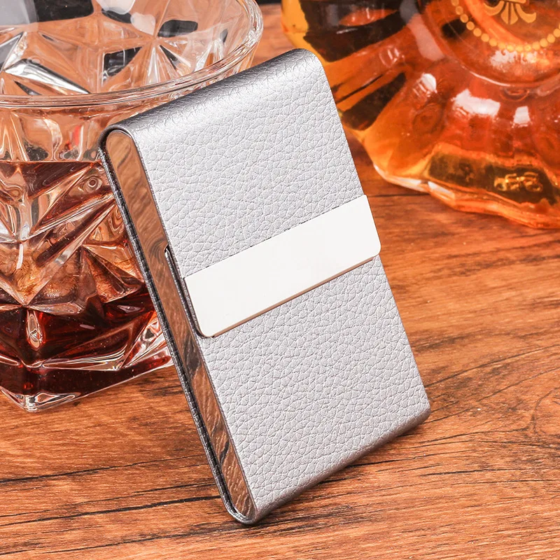 Multifunction Stainless Steel Cigarette Case PU Cigar Storage Box Tobacco Holder 1 PC Card Cases Smoking Accessories