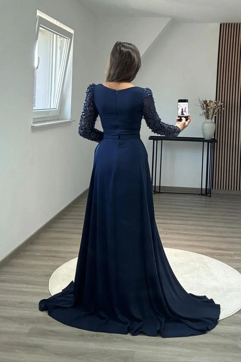Jessica branco vestido de casamento sereia mangas compridas árabe senhoras vestidos de noite frisado elegante senhora فسات intellimaverapersonalizado 2025