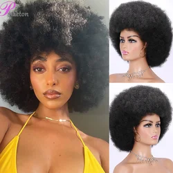 Perruque afro bouclée crépue courte avec frange pour femme, cheveux synthétiques ombrés noirs, perruques Bob pour femme, perruque de fête, rose noir, haute bouffante