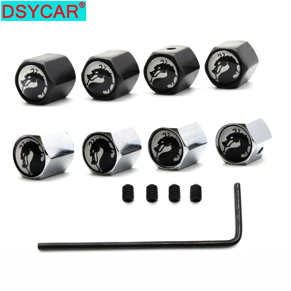 DSYCAR 5Pcs/Set Car Styling Zinc Alloy Anti-theft Dragon Logo Car Tire Valve Caps Wheel Tires Tire Stem Air Cap Airtight Covers