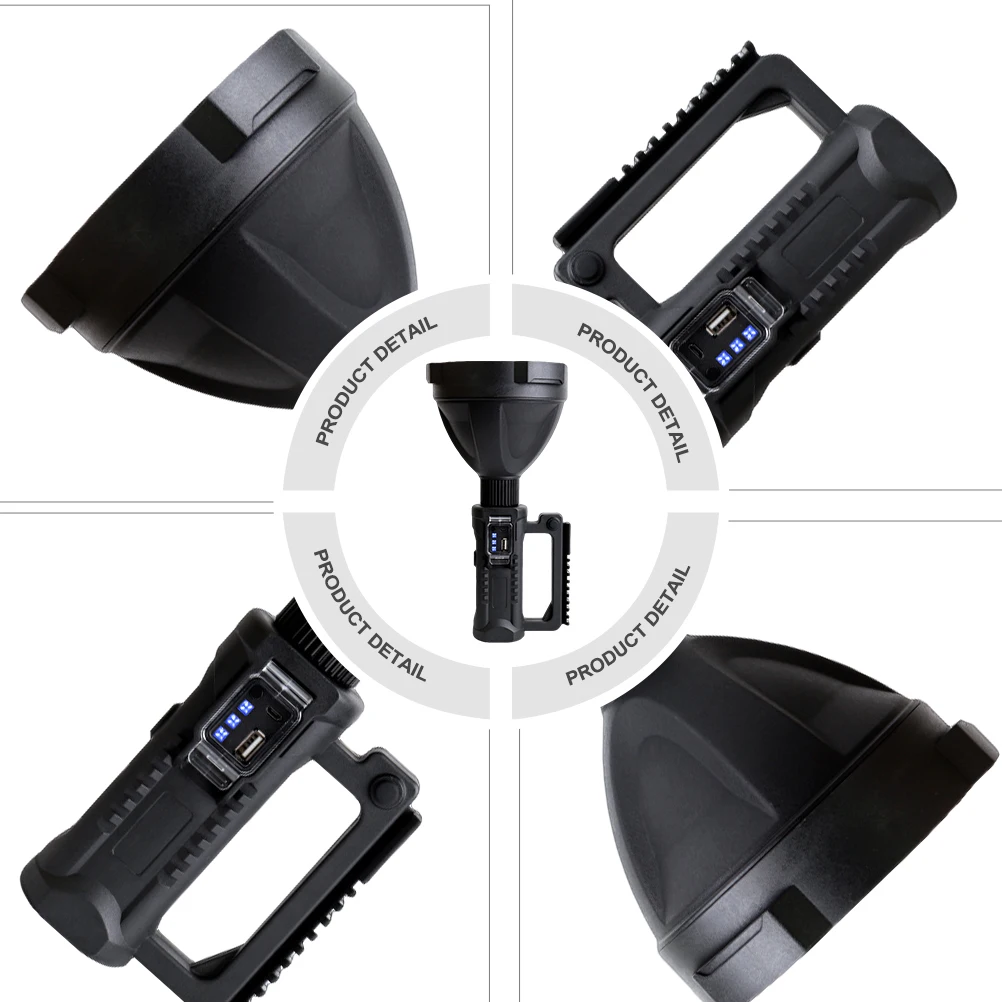 

1pc Outdoor Spotlight Flashlight Long Distance Waterproof Wear-Resistant Compression-Proof Drop-Proof Anti-Slip Handle Portable