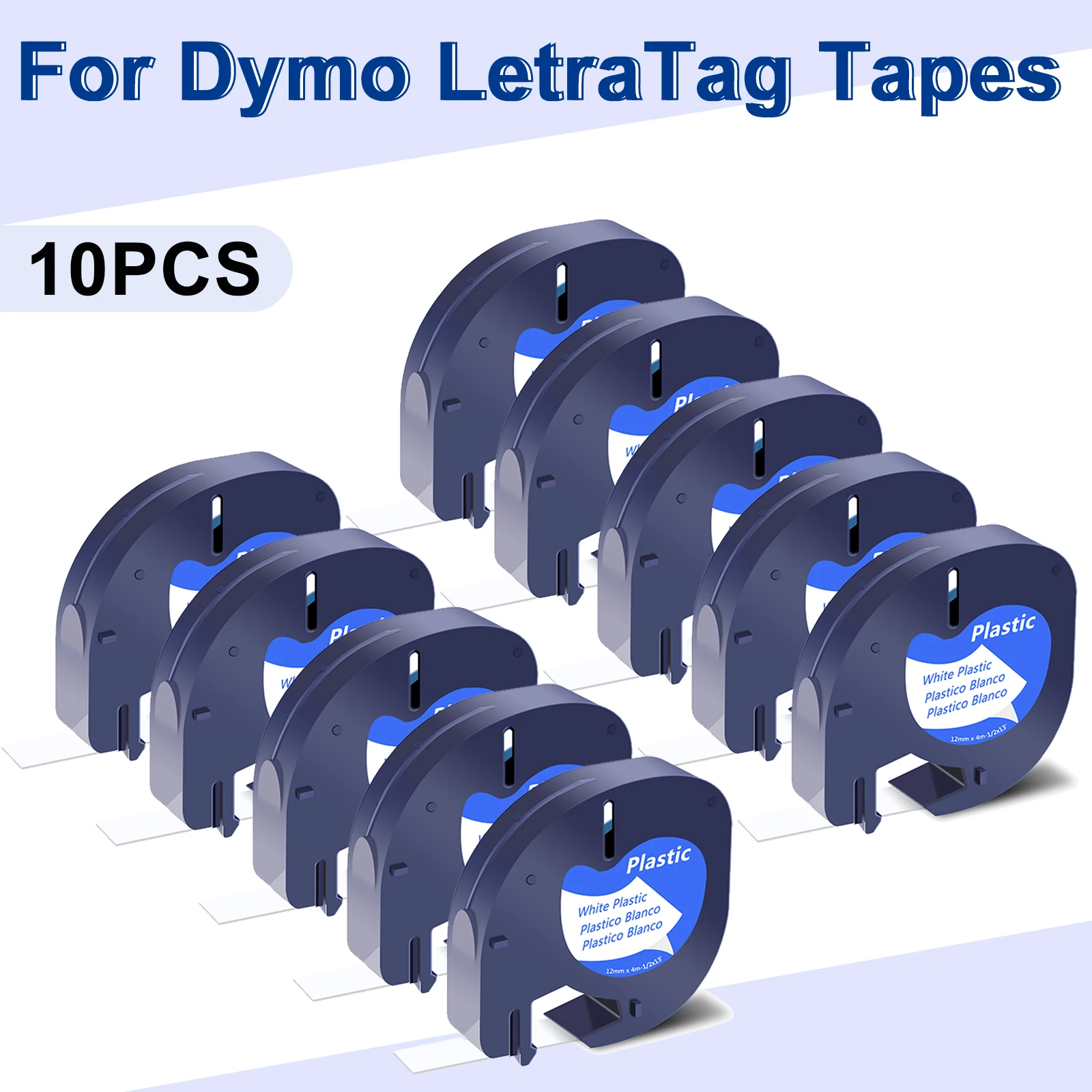 

3-10 шт., совместимые с лентами LetraTag Dymo A91330 A91220 A91200, 12 мм, черная пластиковая этикетка для DYMO LetraTag Plus LT100H Maker