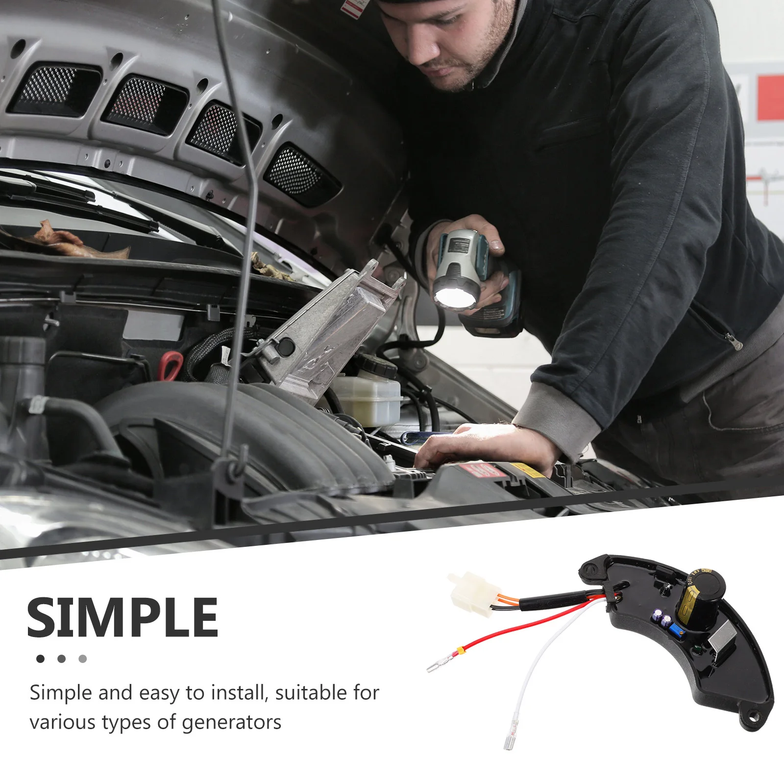 

Generator Voltage Regulator 6.5kw Stabilizer Accessory Reliable Rectifier for Output in Home Commercial Outdoor Use