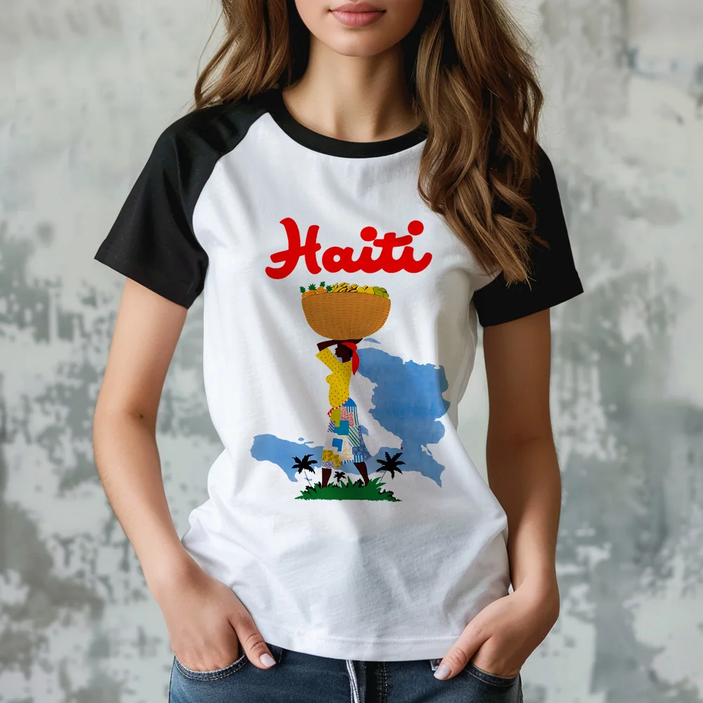 Haiti top women streetwear funny Japanese tshirt girl streetwear clothes