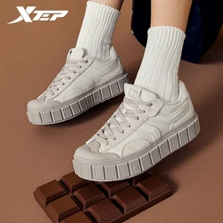 Xtep ChocolateπSkateboarding Shoes For Women 2024 Spring Street Style Women's Casual Shoes Lace Up Low Top Sneakers 876118310005