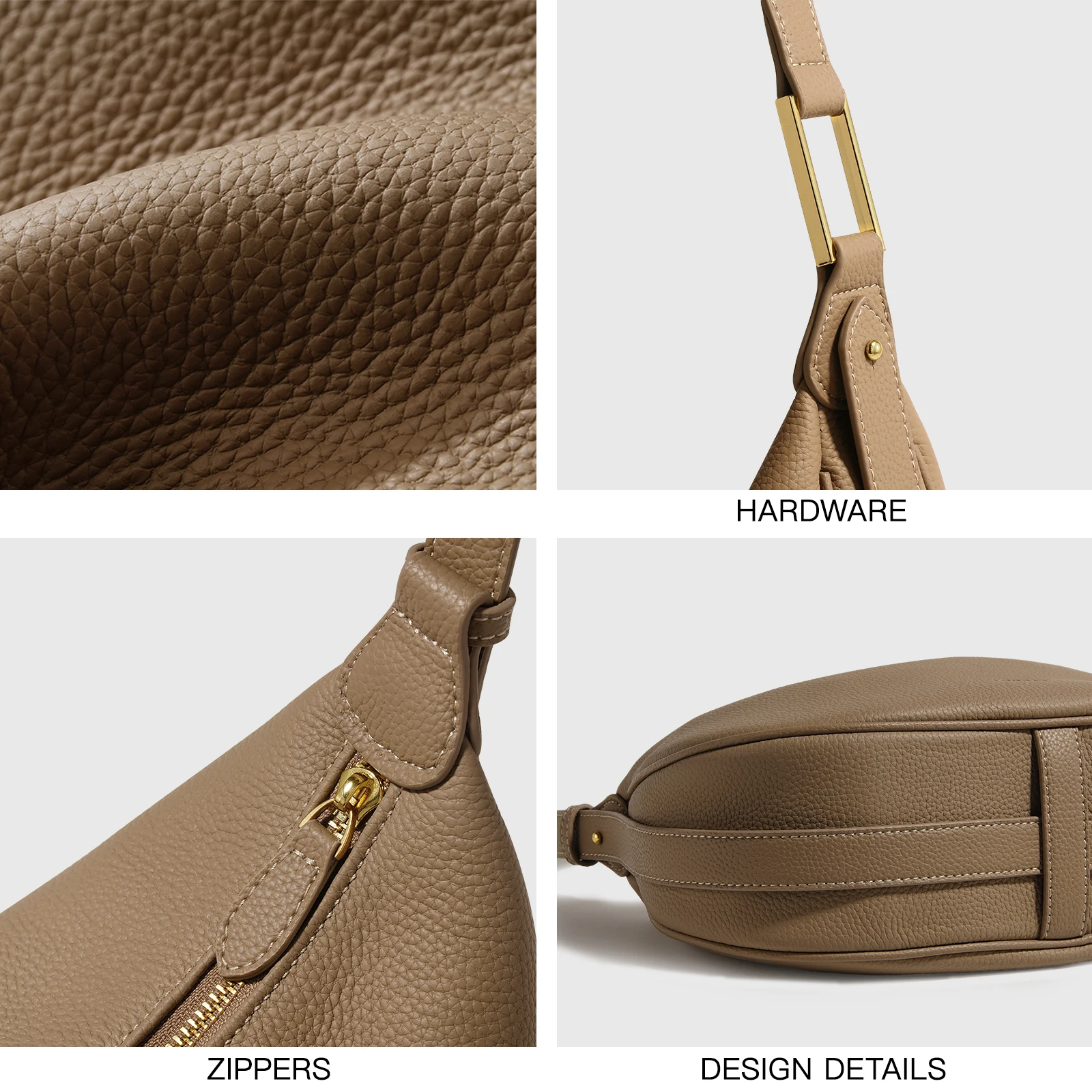 ITAMOOD Retro Style Saddle Shoulder Bag Solid Color Hobo Bag Women\'s Leather Underarm Purse Luxury Brand Bag