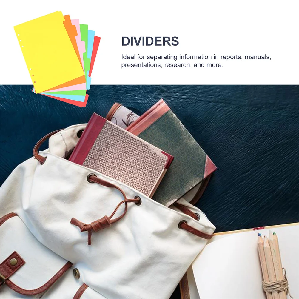 

24pcs Index Dividers Colored Page Markers A5 Tabs For Journals Diaries Loose-Leaf Papers Binder Organizers School Office Use
