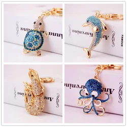 Fashion Keychain Lovely Cartoon Marine Style Tortoise Fish Dolphin Keyring HandBag Car Pendant Gift