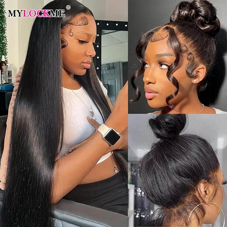 360 Lace Pre Plucked Hd Transparent Lace Frontal Wig Mylockme Straight Natural Pre Plucked Wig 360 Lace Front Wig Human Hair