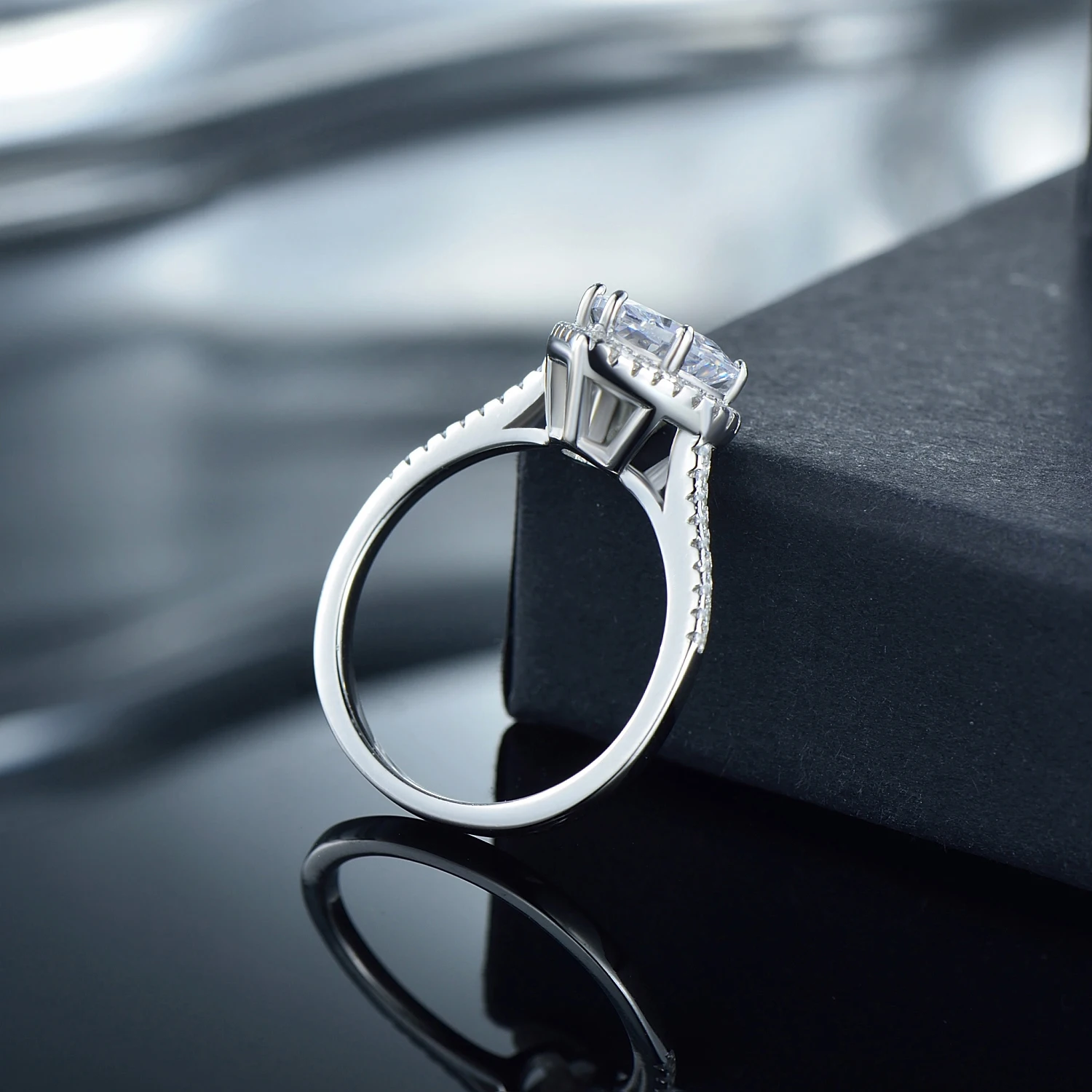 Heart shape 925 Sterling Silver jewelry Ring AAAAA Level CZ wedding band Engagement Rings for women girls bijoux With Gift Box