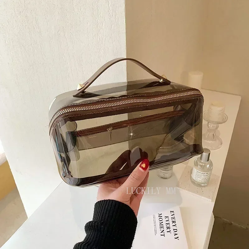 2023 Transparente Maquiagem Bag Moda Viagem Saco Cosmético das Mulheres Beleza Caso Grande Capacidade Portátil Bolsas Toiletry Kit Senhoras