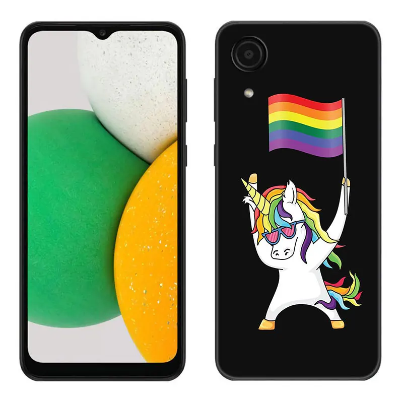 Pink Unicorn Rainbow Black Phone Case For Samsung Galaxy A01 A03 Core A04 E A02 A05 A10 A20 A21 A30 A50 S A6 A8 Plus A7 2018