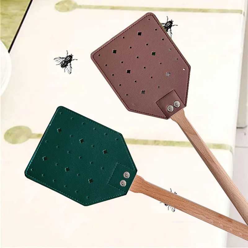 Fly Swatters Long Wood Handle Sturdy Durable Flyswatter Pest Control Mosquito Repellent Tool Home Accessories Tools