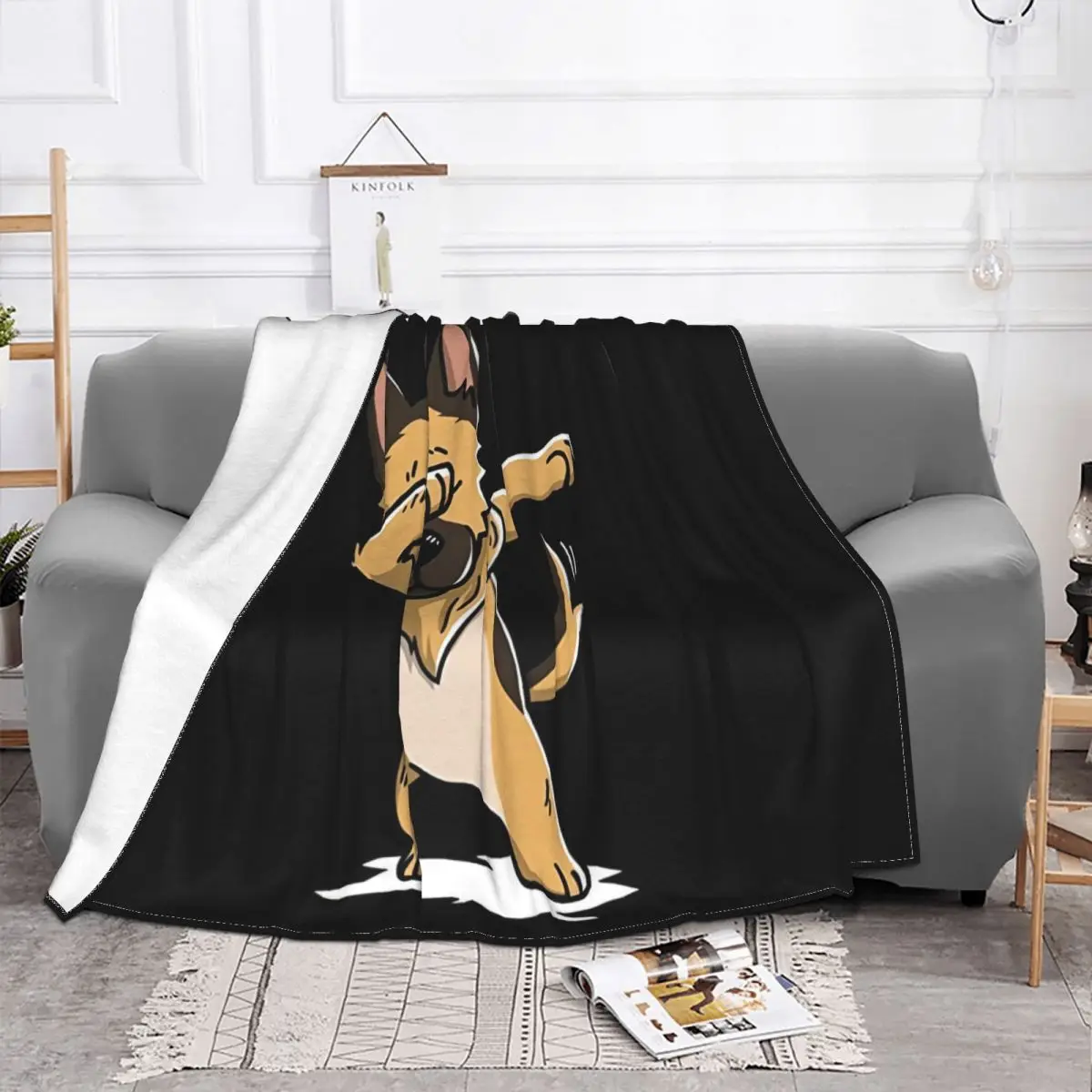 German Shepherd Cute Dabbing Funny Dab Dance Gift Summer Rock Roll Women Cotton Shor Throw Blanket