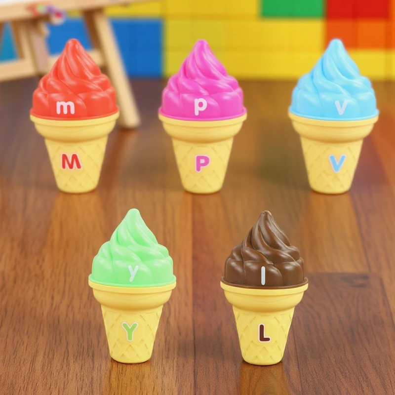 26 قطعة إقران الحروف لعبة الآيس كريم مونتيسوري تعلم لعبة تعليمية لتمييز الألوان خطابات مطابقة ألعاب الهدايا