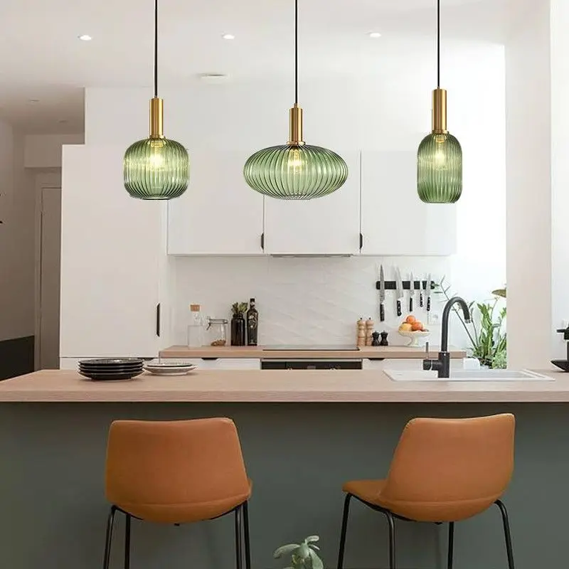 

American restaurant colorfull glass pendant lights Creative living room Lamp Simple bedside lamp LED E27 hanging loft lighting