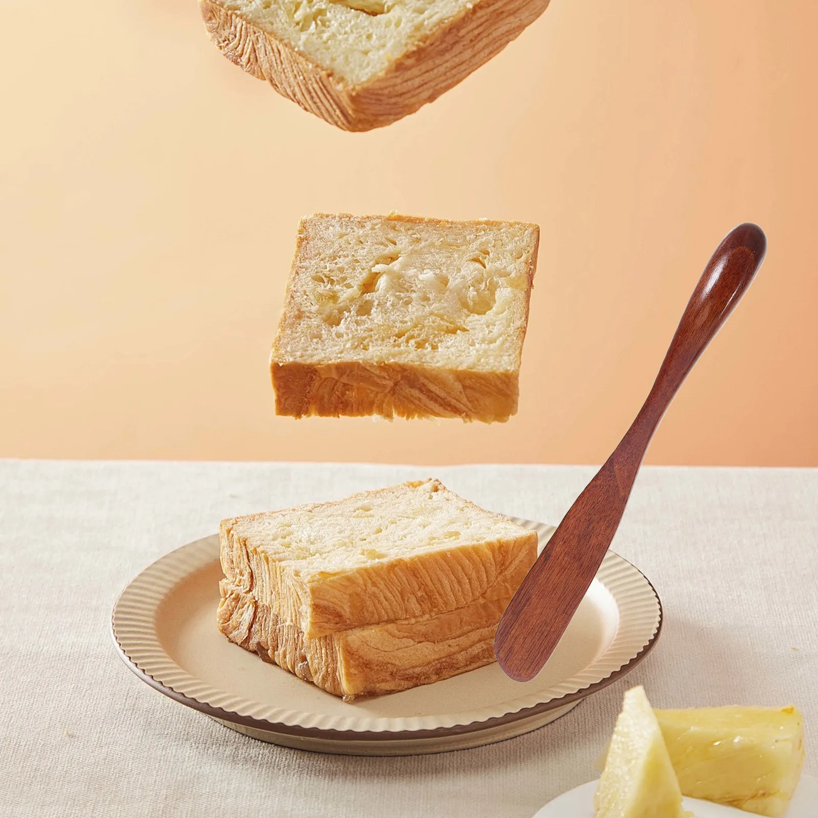 5Pcs Wooden Butter Spreader Jam Cheese Knives Face Mask Sticks Sandwich Cream Cheese Condiment Ice Cream Spoon Kitchen Baking