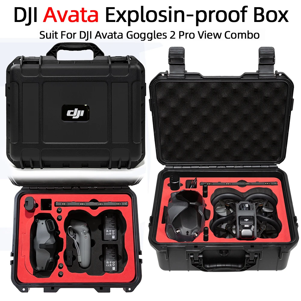 Yoteen Explosion-proof Box Universal for DJI Avata FPV Goggles V2 Pro View Combo Hard Plastic Suitcase Military Level Protection