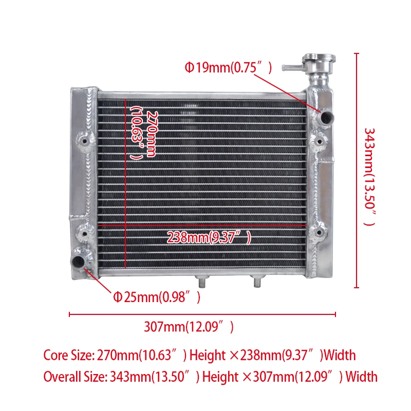 

Aluminum Radiator/Cooler/Cooling System For 2007-2014 Can-Am Outlander Max 500 650 800 800R 2007 2008 2009 2010 2011 2012 2013