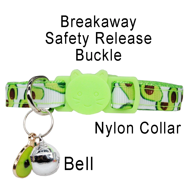 Cute Fruit Cat Collar Summer Bell Personalized Name ID Tag Custom Engraved Adjustable Safety Breakaway Cat Collar Pet Necklace