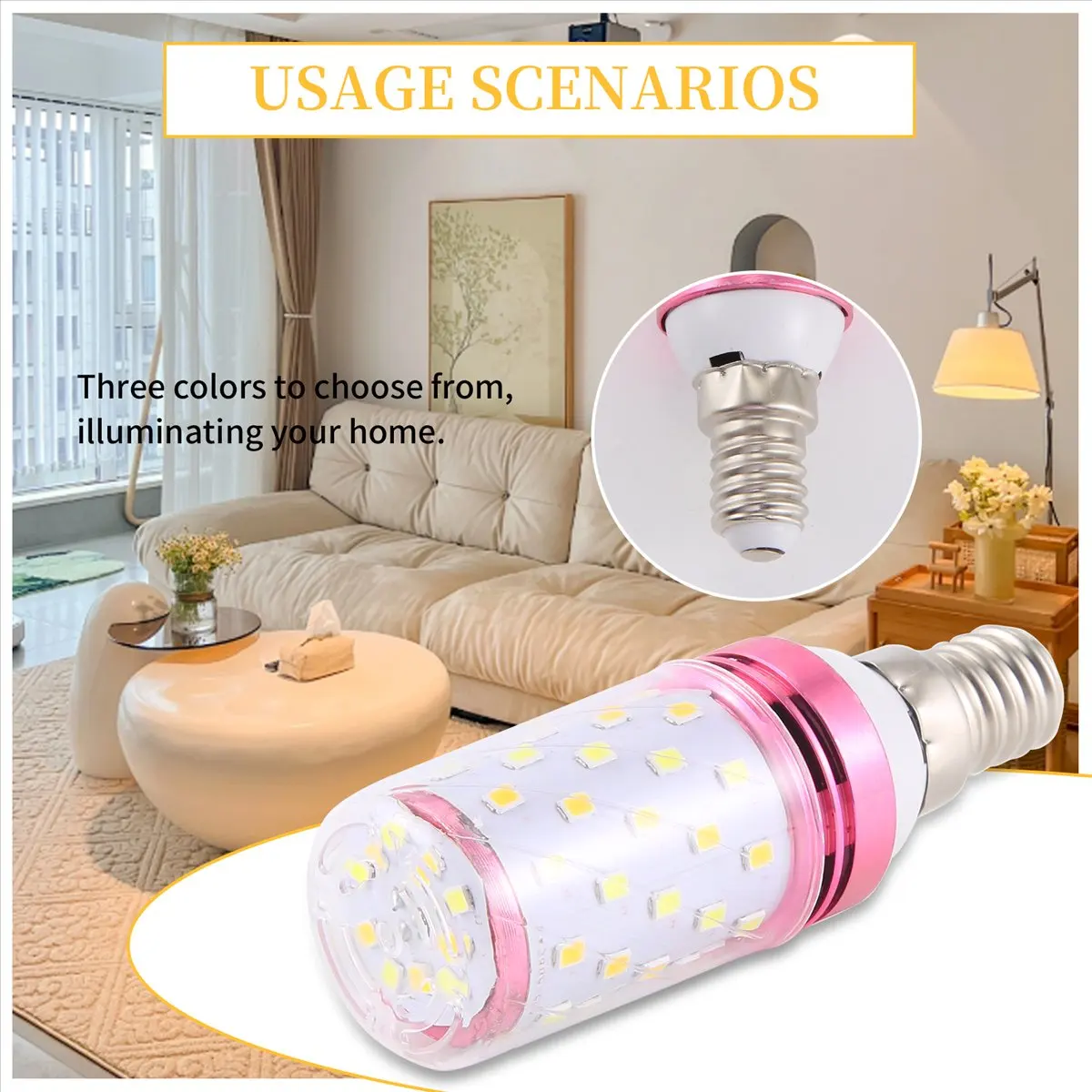#45V 3 Color Temperatures Integrated SMD LED Corn Lamp E14 Warm White 12W,LED Light Bulb,(metal)