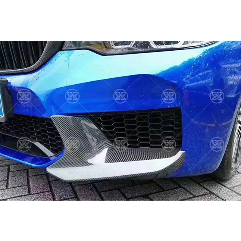 لسيارات BMW F90 M5 2018 2019 ألياف الكربون الجبهة حافة مصد السيارة الفاصل تنفيس الهواء سيارة اللوحات المئزر تقليم Canard الفاصل طقم الجسم