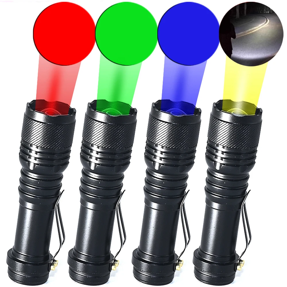 High Power Red, green, blue, white LED Flashlight - Powerful three-mode Light Torch for Astronomy, Aviation, Night Observation