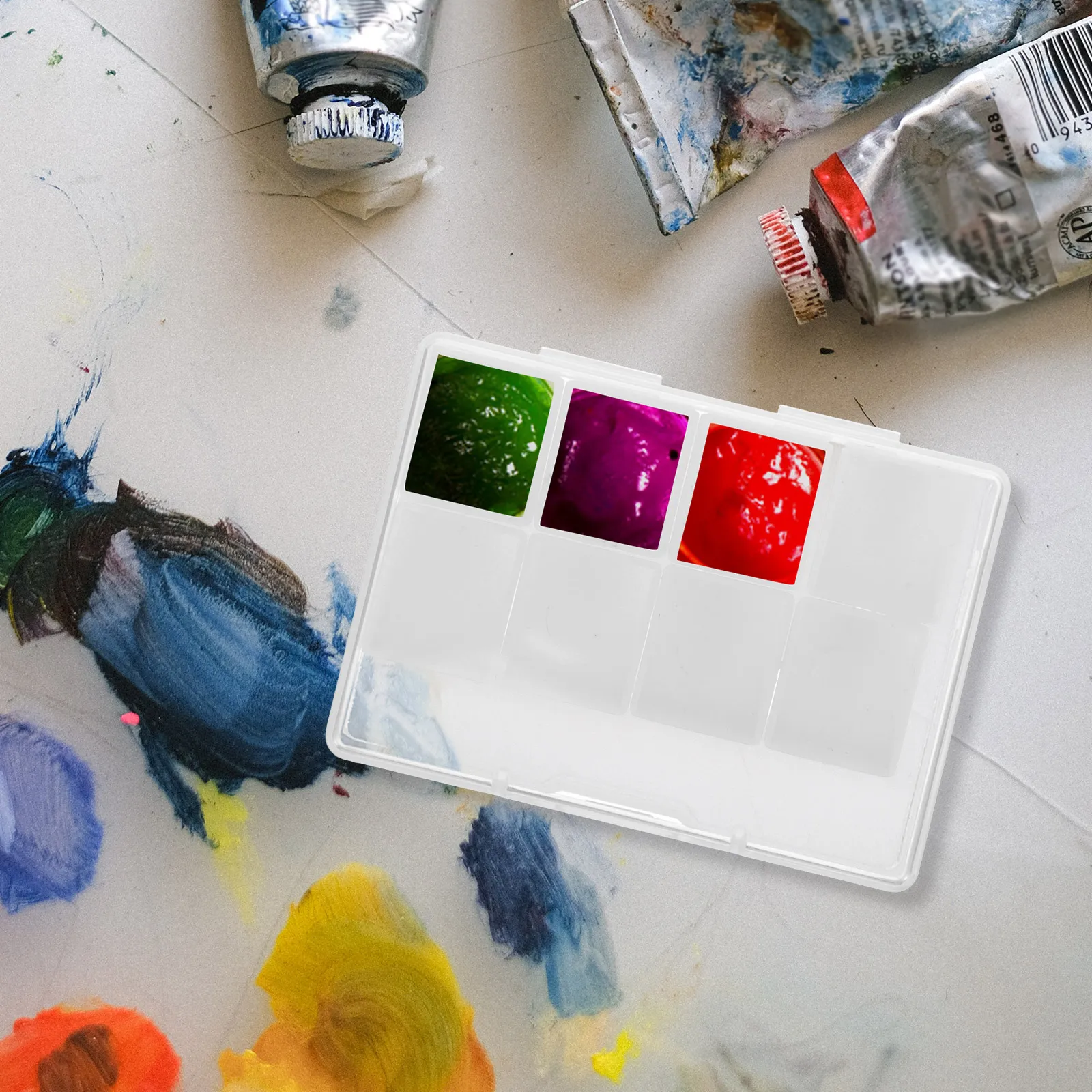 

Pigment Storage Box 2ml x 8 Compartments Watercolor Case for Artist Student Kids Painting Color Mixing Box DIY Holder