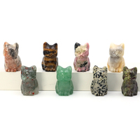 23mm Cute Mini Cat Figurine Natural Stone Carved Animal Kitten Statue Reiki Healing Crystal Crafts Decoration Home Holidays Gift