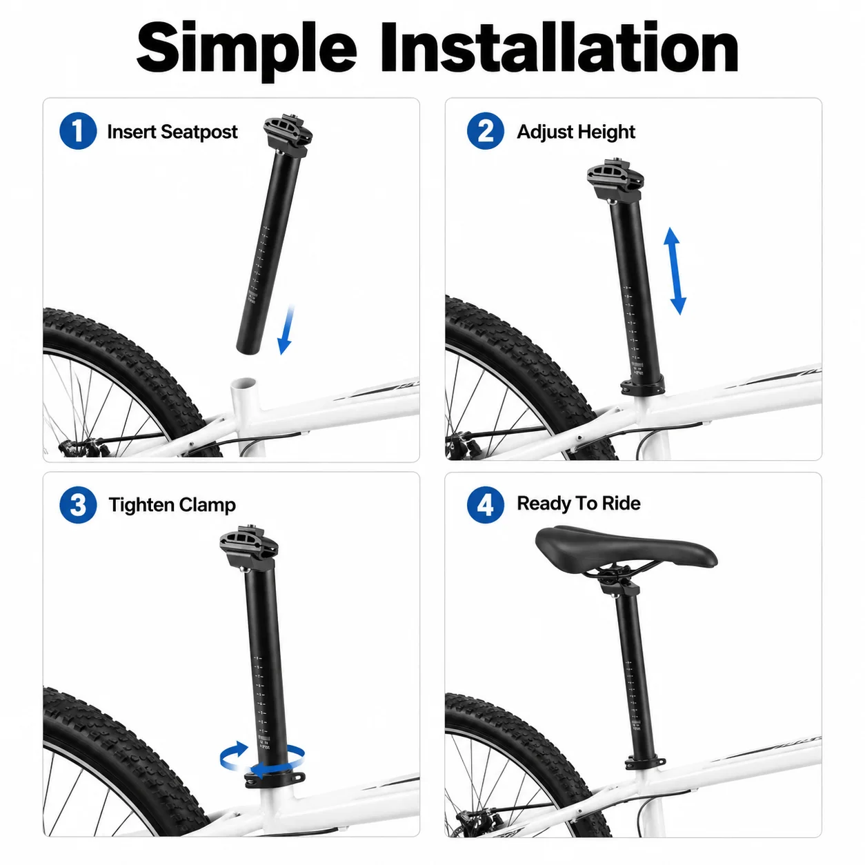 Fahrrad-Sattelstütze 25,4/27,2/30,4/30,8/31,6 X 300mm Aluminium Verstellbare Sattelstütze für MTB Rennrad BMX – Detail 5