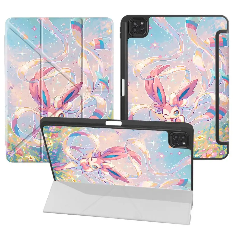 Cute Sylveon P-PokemonS With Pen Slot Cover Tablet Case For iPad 12th 11th Pro M4 13 2025 2026 10th Gen Mini 7 6 5 9th Air 8 M2 view 2