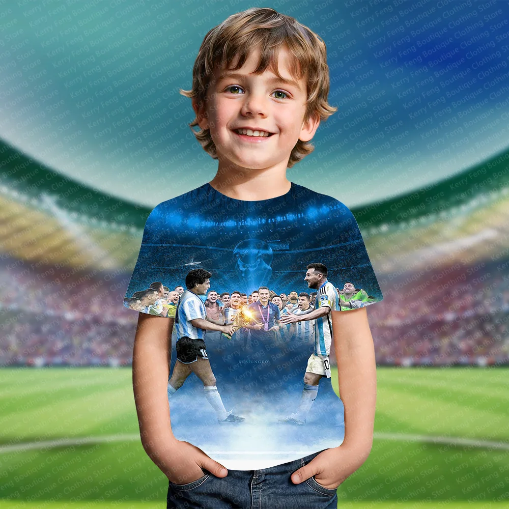 Commemorative Argentine Football King Maradona T-shirt Short Sleeved Summer Kids Adult Fan Comfort Special Edition Top