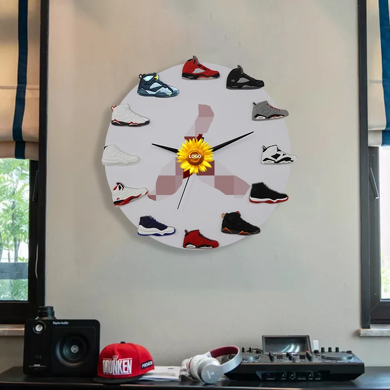 3D Basketball Shoe Wall Clocks Creative Sneakers Clock Flight Wall Clocks Modern Design Children Room Clock Boy\'s Birthday Gifts