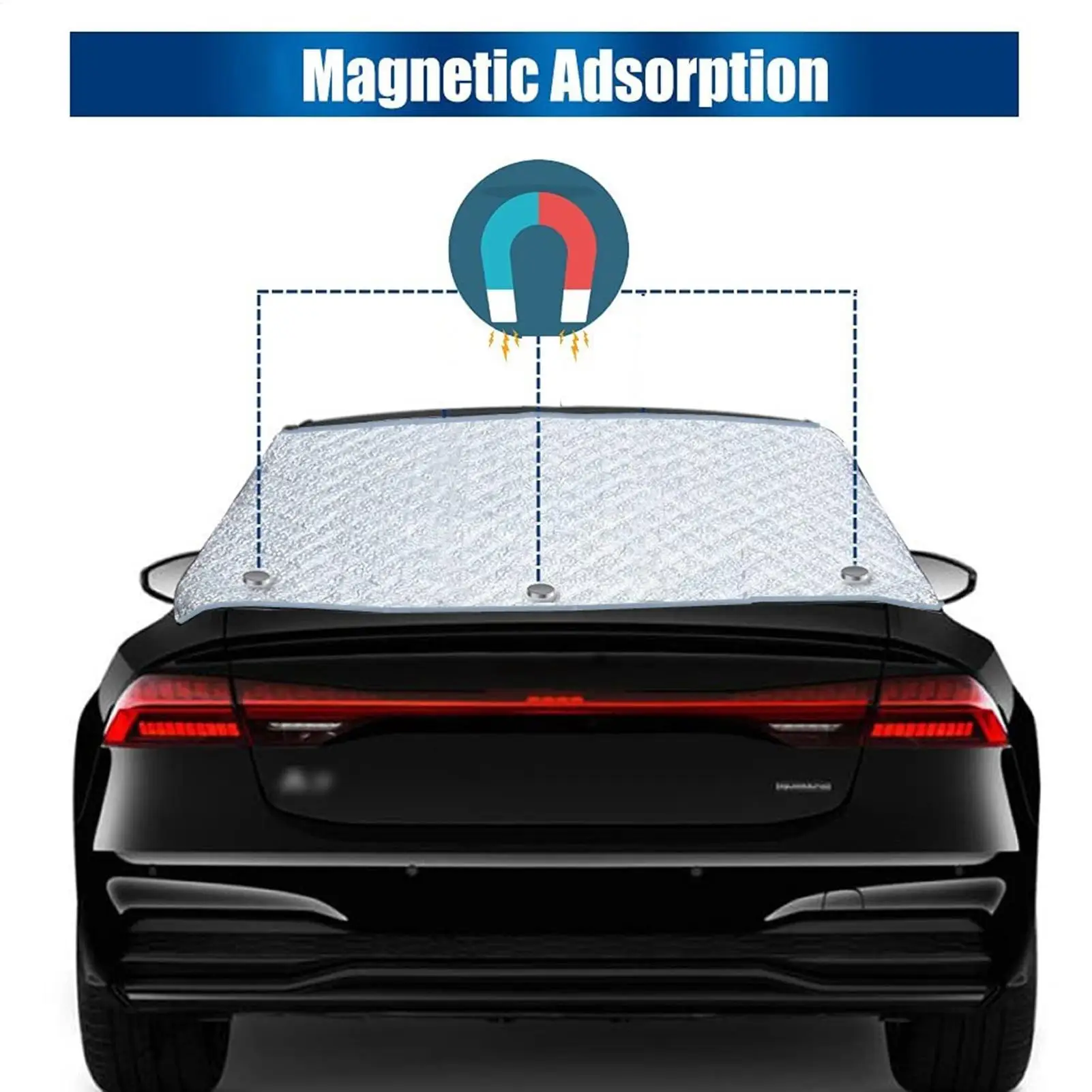 

140*80 см снежный чехол на заднее лобовое стекло, 2-слойная алюминиевая фольга, зимний чехол на лобовое стекло автомобиля с крючками и невидимым магнитом, снежный чехол