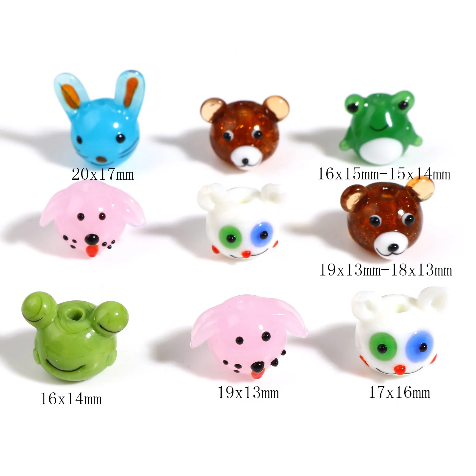 Cute Cartoon Lampwork Glass Beads Animal Rabbit Cat Dog Multicolor Loose Beads DIY Making Bracelets Jewelry Gifts For Women,1PC