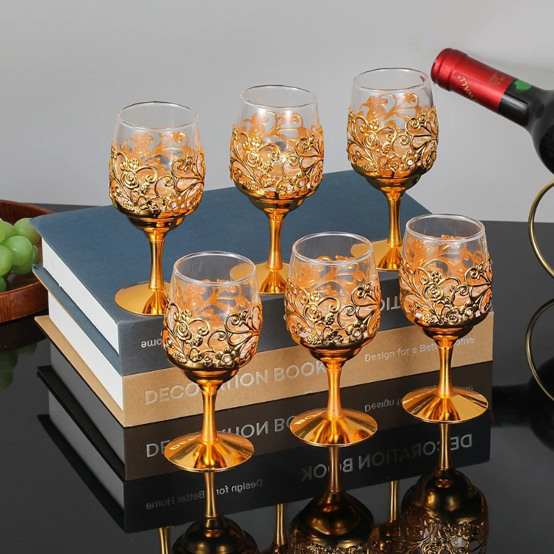 Luxury Metal Crystal Shot Glass Set Creative Small Liquor Wine Cups Home Bar Drinkware Kit for Household Party Banquet