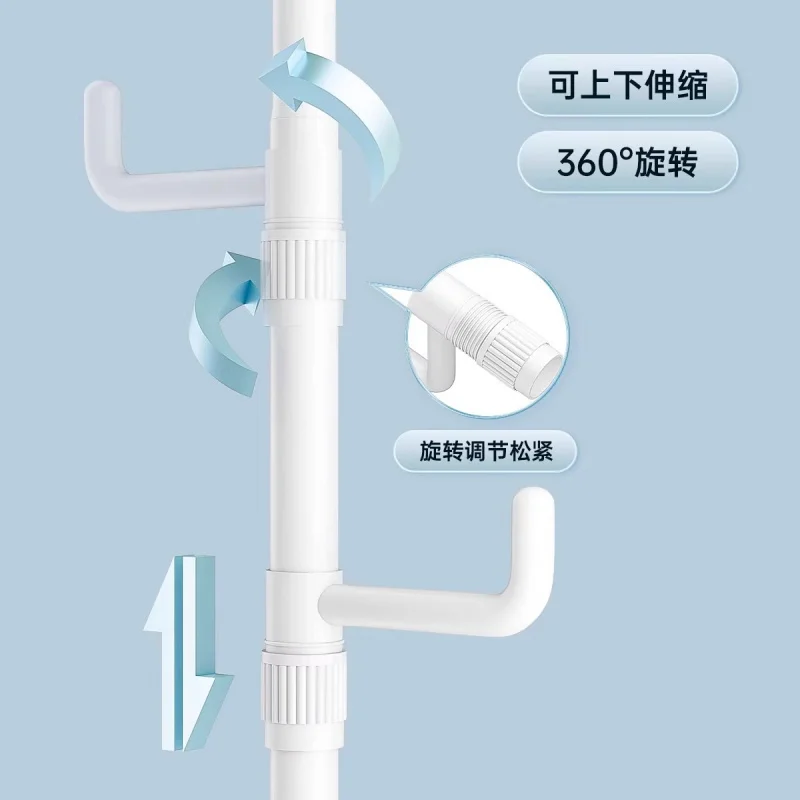 Custom. Stand-up Clothes Hanger No Punch Hanger Indoor Floor Coat Rack Movable Balcony Bedroom Drying Rack