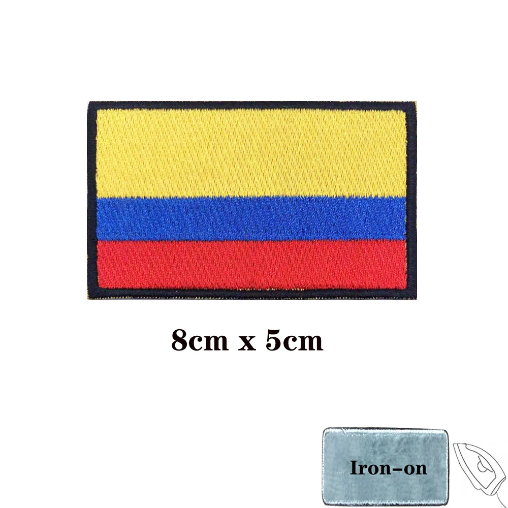 Colombia flag Patches Armband Embroidered Patch Hook & Loop Iron On Embroidery  Badge Military Stripe