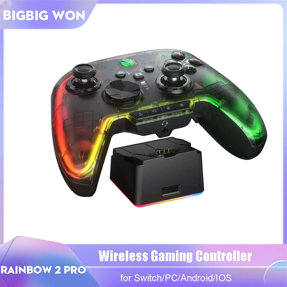 BIGBIG WON Rainbow 2 Pro Elite Gaming Controller Wireless Connect Video Gamepad RGB Light Joystick for PC/Switch/Android/IOS