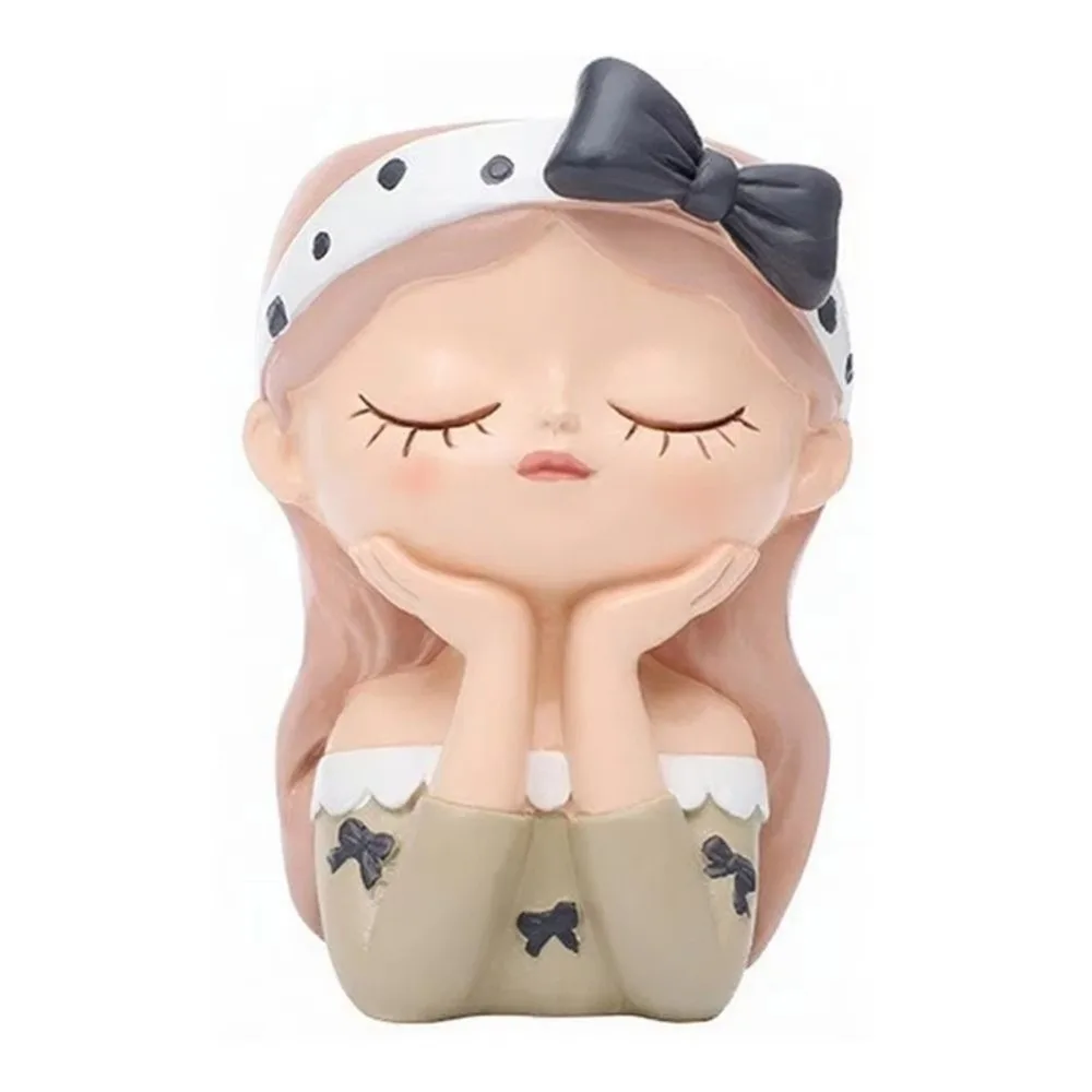 Creative Resin Girl Face Planter Pot Cartoon Realistic Succulent Planter Pot Nordic Style Fairy Flowerpot Gardens