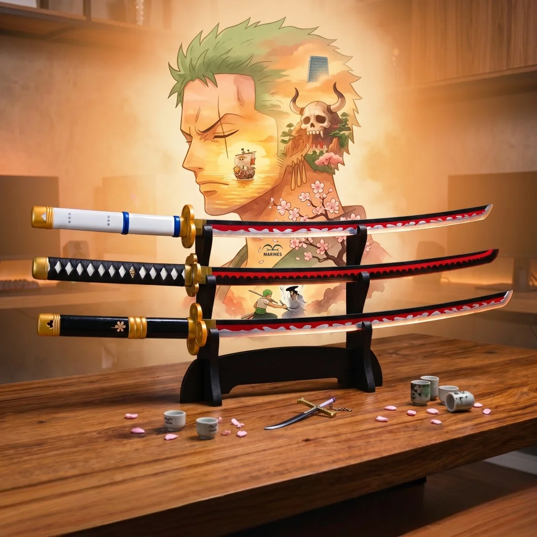 

40inch Roronoa Zoro Katana Original Samurai Wooden Sword Ninja Real Full Size Anime Cosplay Prop Japanese Katana Knife Toy Gift