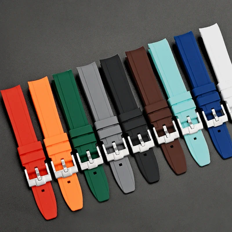 18mm 19mm 20mm 21mm 22mm Universal High Tensile Silicone Strap for Tissot 1853 Curved End Butterfly Buckle Watch Band Bracelet