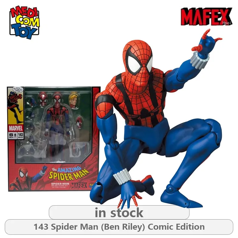 Medicom Toy Original MAFEX Series 143 Spider Man (Ben Riley) Comic Edition Action Figure Model Toys Ornaments Gifts Fo Boys
