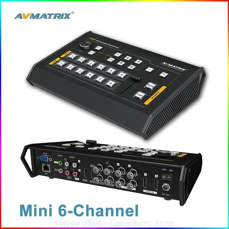 Avmatrix VS0601 Mini 6 Channel SDI/HDMI Multi-format With T-Bar Live Streaming Video Switcher For DSLR Camera