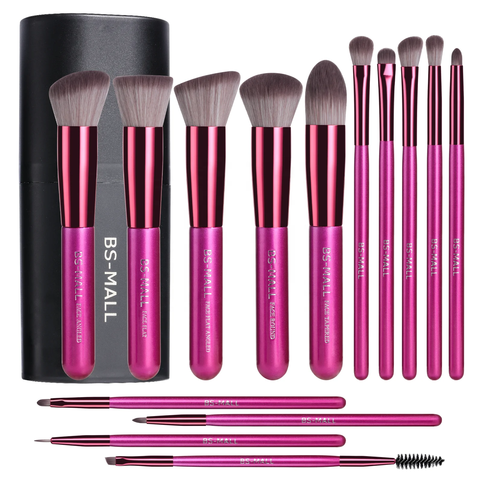 

# Hot Sales 2024 BS-MALL 14pcs Makeup Brush Set Private Label Vegan Synthetic High Quality Face Makeup Brushes Kits With Holder