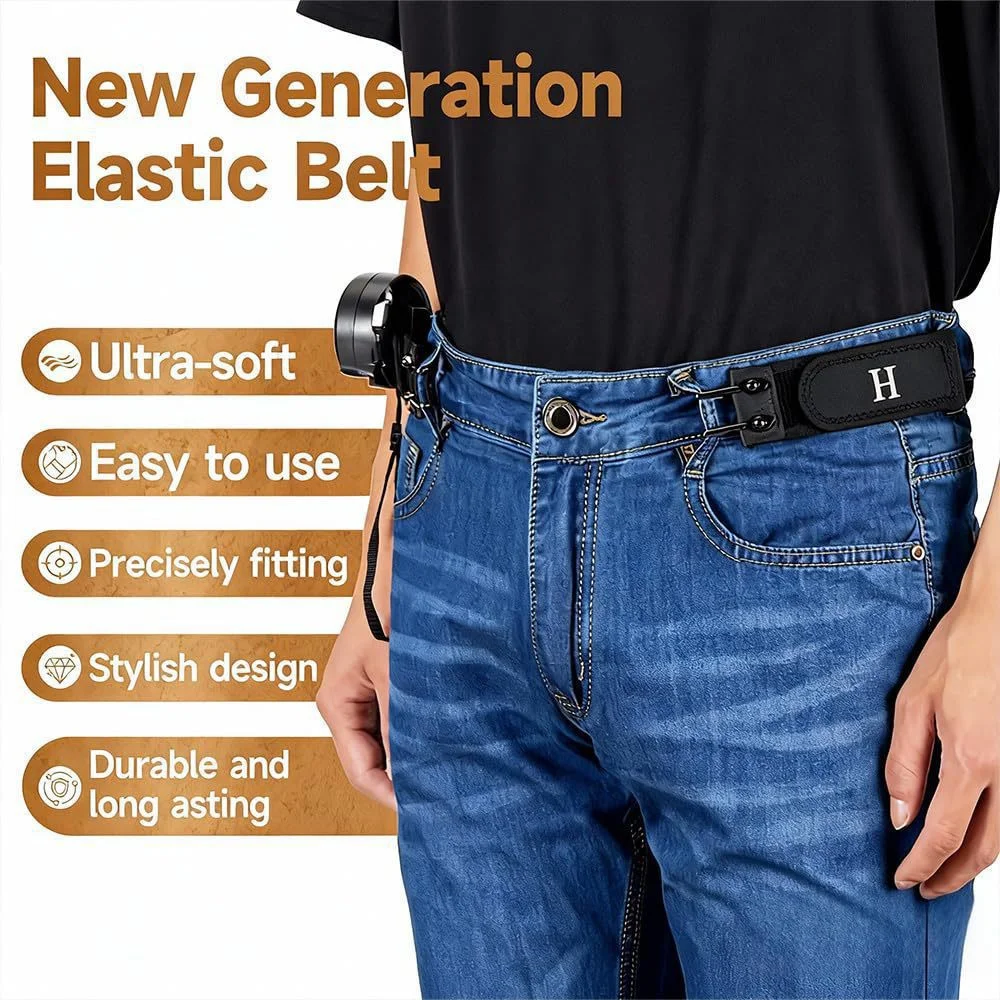 Nova Cinta de Cintura Ajustável Elástica com Fivela, Fita Mágica e Ganchos de Metal, Cinto de Ferramentas Portátil para Atividades ao Ar Livre, em Nylon Macio
