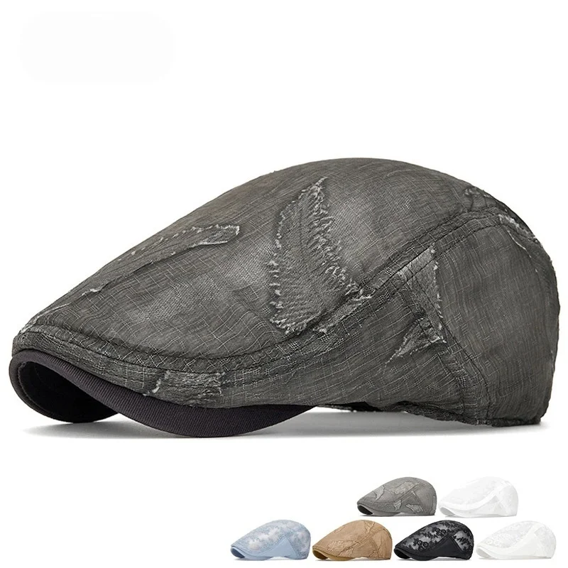 Ultra-Thin Mesh Breathable Forward-Facing Cap for Women: Summer Outdoor Sun Protection, Versatile Beret, Casual Newsboy Cap