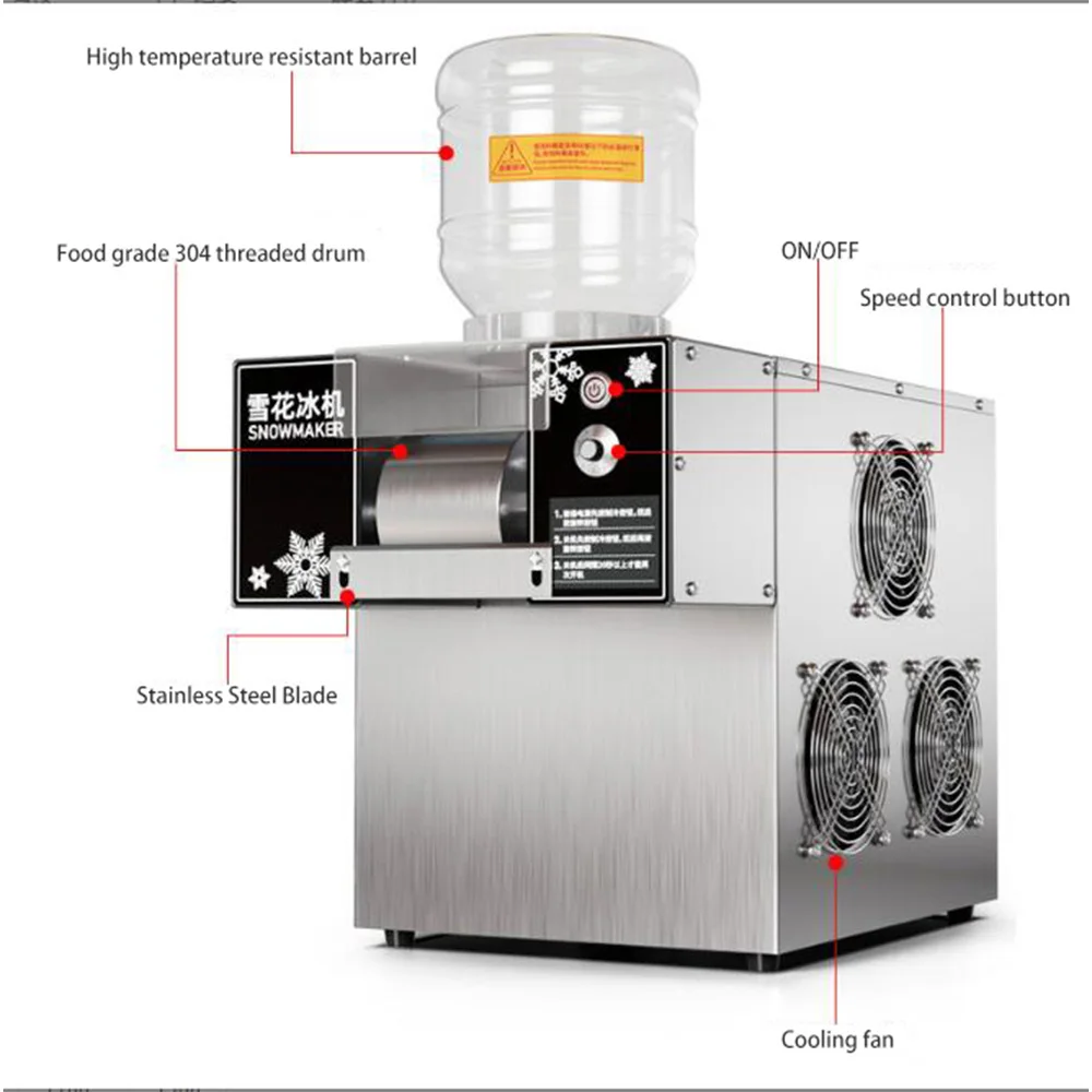 XEOLEO Small Commercial Snowflake Ice Machine Korea Bingsu Ice Machine 360W Snow Ice Machine Ice Crusher Shaver Machine