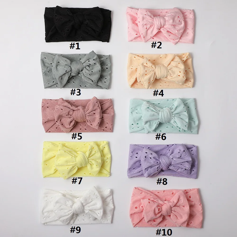 Baby Girls Headbands Super Soft Nylon For Newborn Handmade Elastic Bow Headband Children Turban Infant Hair Accessories Headwear